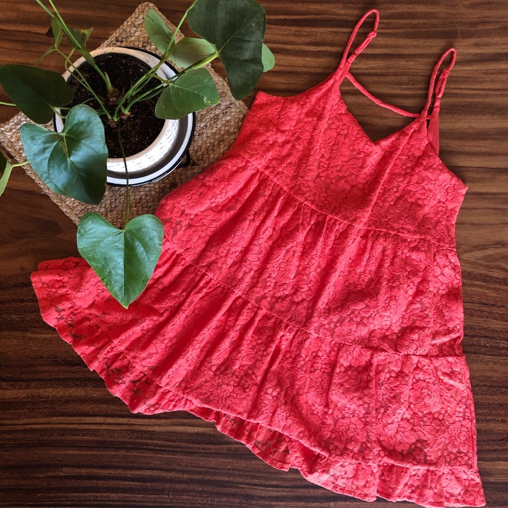 Coral lace dress